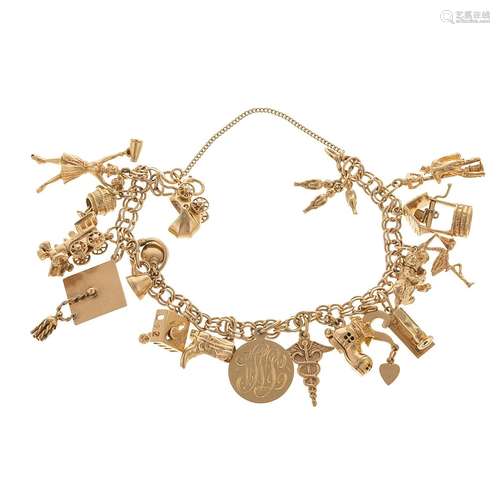 An Impressive Vintage Charm Bracelet in 14K