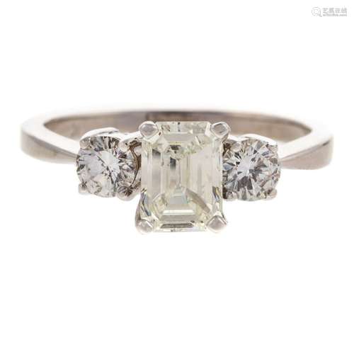 A 1.30 ct Emerald Cut Diamond Ring in 14K