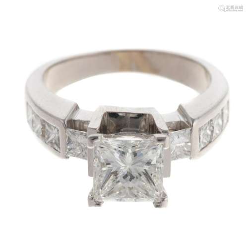 A GIA 1.59 ct Princess Cut Diamond Ring in 18K