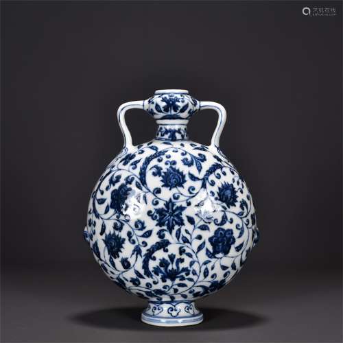 A Blue & White Porcelain Vase with Flower Pattern