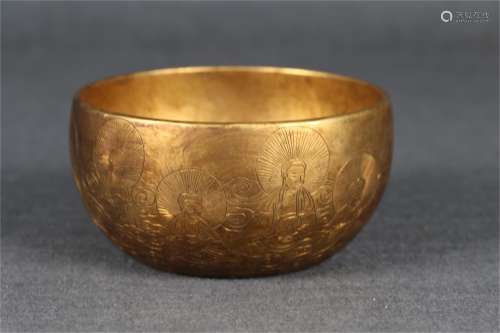 A Gilt Bronze Bowl with Buddha Pattern