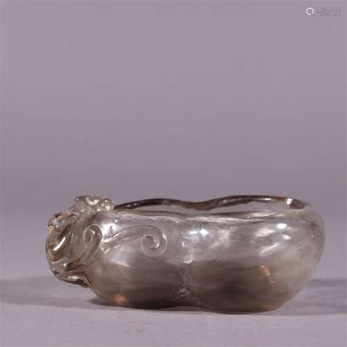 A Carved Rock Crystal Gourd Shaped Brush Washer