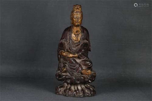 A Carved Agarwood Guanyin Statue