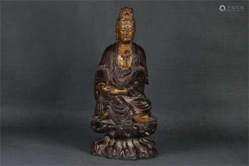 A Carved Agarwood Guanyin Statue