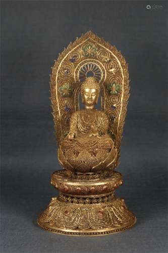 A Gilt Silver Buddha Statue
