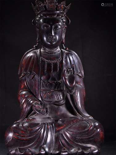 A Carved Agarwood Guanyin Statue