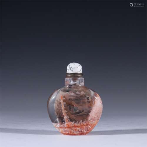 A Carved Rock Crystal Figure Patterned Snuff Bottle