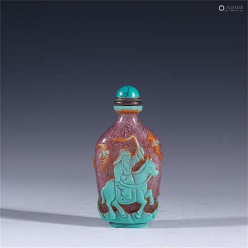 A Peking Glass Snuff Bottle with Figure Pattern