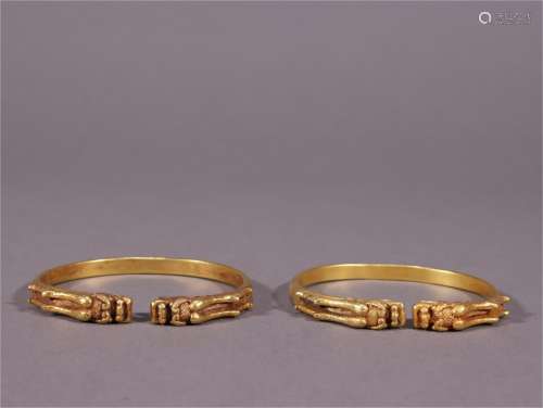 A Pair of Gilt Bronze Bracelets
