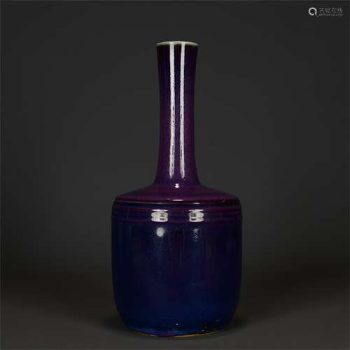 A Purple Glazed Porcelain Long Neck Vase