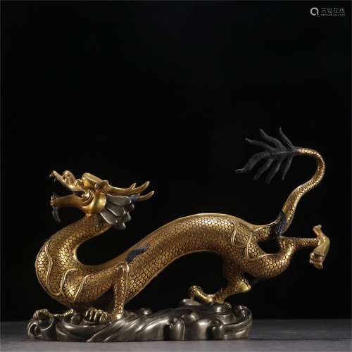 A Gilt Bronze Dragon Shaped Decoration