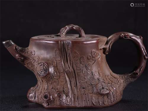 A Carved Yixing Zisha Teapot