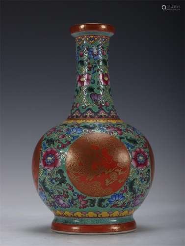 A Famille Rose Porcelain Vase with Dragon Pattern