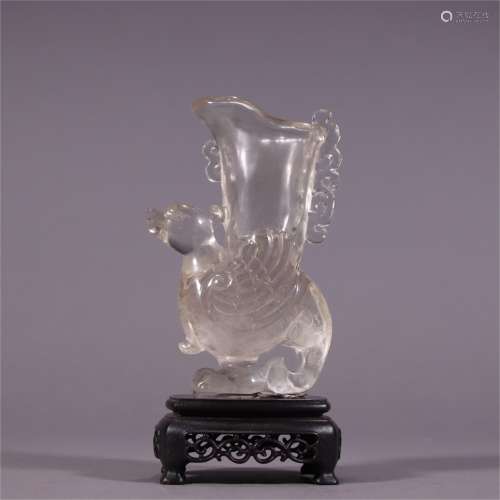 A Carved Rock Crystal Beast Shaped Wine Cup