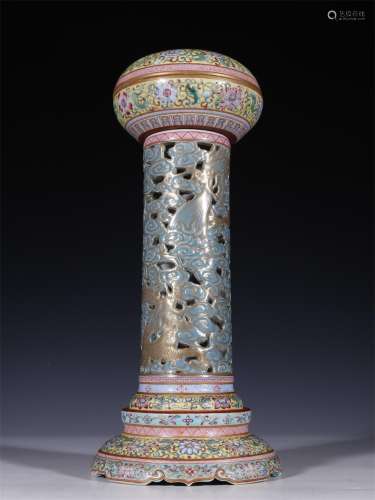 A Famille Rose Porcelain Incense Burner with Flower