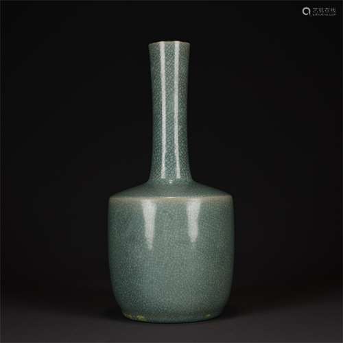 A Blue Glazed Porcelain Long Neck Vase