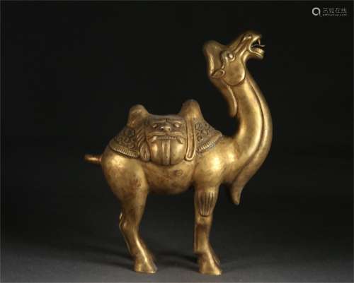 A Gilt Bronze Camel Shaped Decoration