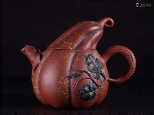 A Yixing Zisha Melon Shaped Teapot