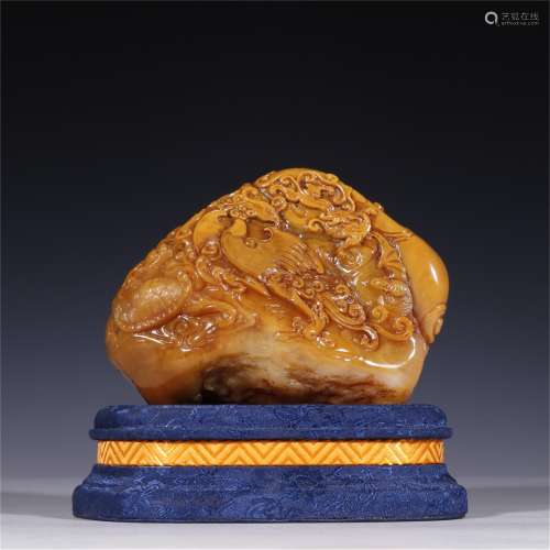 A Carved Tianhuang Stone Decoration with Dragon &