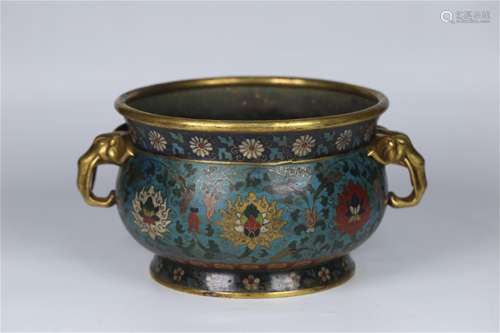 A Cloisonne Incense Burner with Flower Pattern