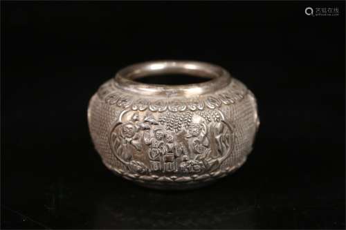 A Silver Jar with Figure & Story Pattern