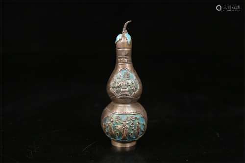 A Silver Gourd Shaped Vase