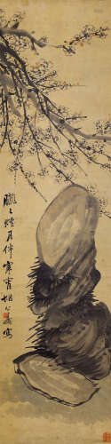 胡公寿（1823～1886） 梅石图 设色纸本