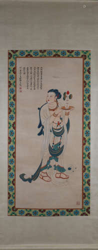 A Chinese figure painting, Zhang Daqian mark