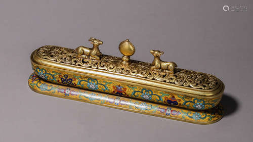 A gilding cloisonne deer incense burner