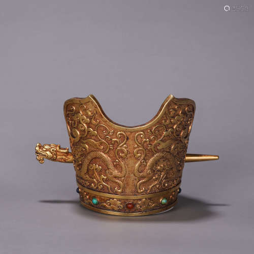 A dragon patterned gilding copper hair crown