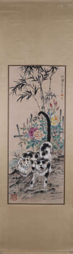 A Chinese cat painting, Xu Beihong mark