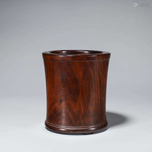 A rosewood brush pot