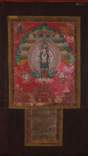 A Tibetan thousand-armed Guanyin thang-ga painting