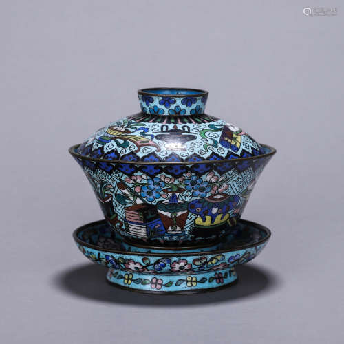 A cloisonne covered bowl