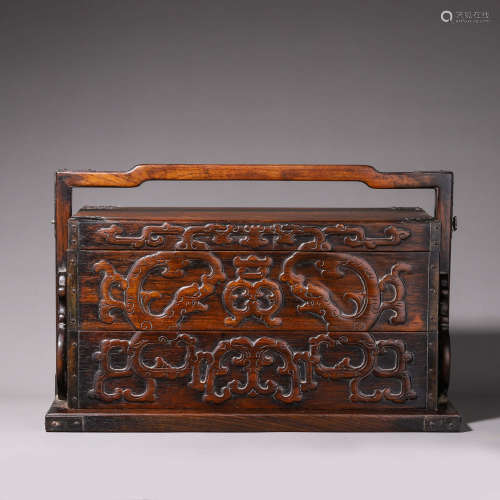A dragon patterned fragrant rosewood multi-layered case