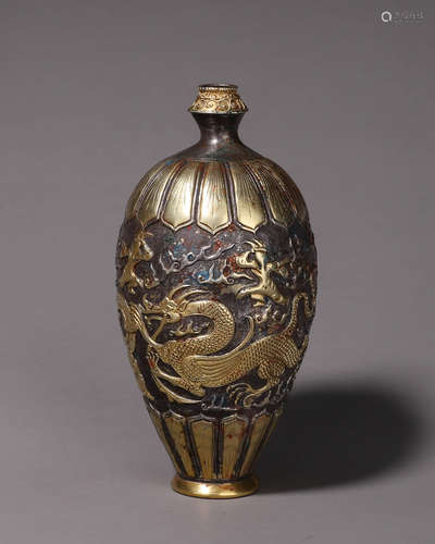 A dragon patterned gilding silver meiping