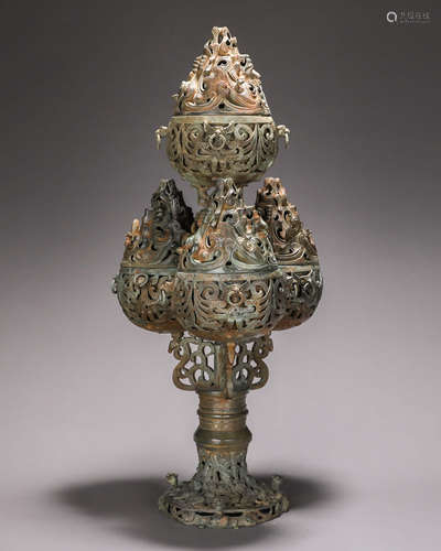 A phoenix bird bronze incense burner