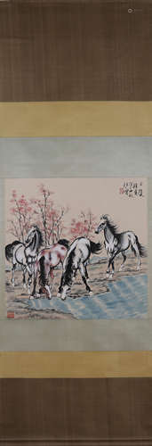 A Chinese horse painting, Xu Beihong mark