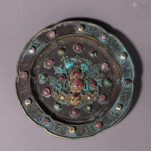 A silver tian-tsui flower plate