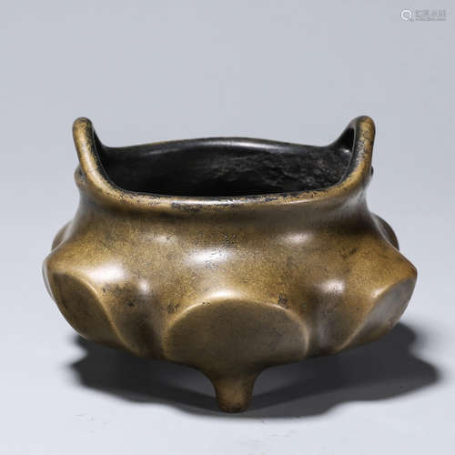 A double-eared copper censer