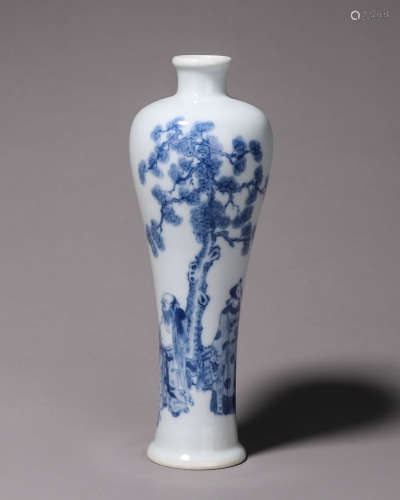 A blue and white figure porcelain meiping