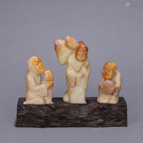 A set of Shoushan stone figurines