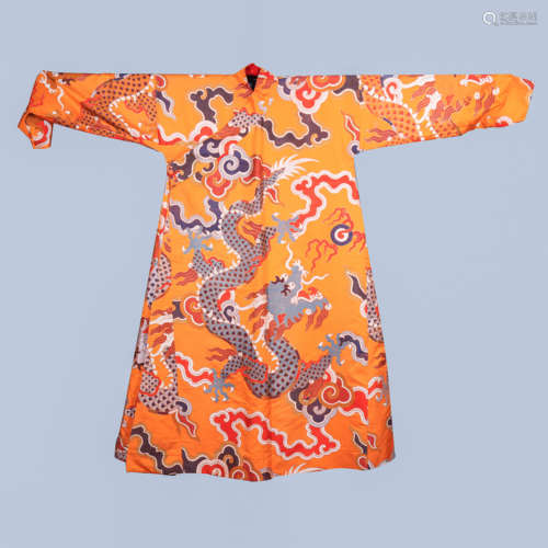 An orange ground dragon k'o-ssu gown