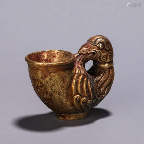 A gilding copper bird cup