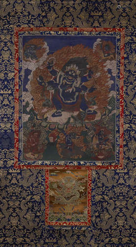 A Tibetan six-armed Mahakala thang-ga painting