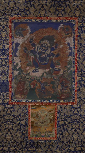 A Tibetan six-armed Mahakala thang-ga painting