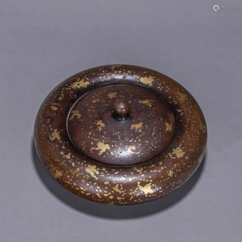 A gold sprinkled copper censer