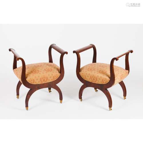 A pair of Louis Philippe faldstools