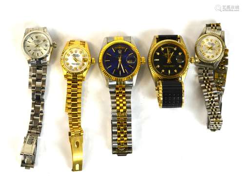 Five Pcs of Replica Rolex Wrist Watches