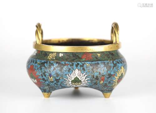 Chinese Cloisonne Tripod Incense Burner